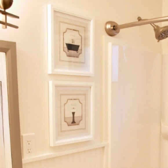 White Bathroom Wall Art 2 Piece Set - Picture 1 of 7